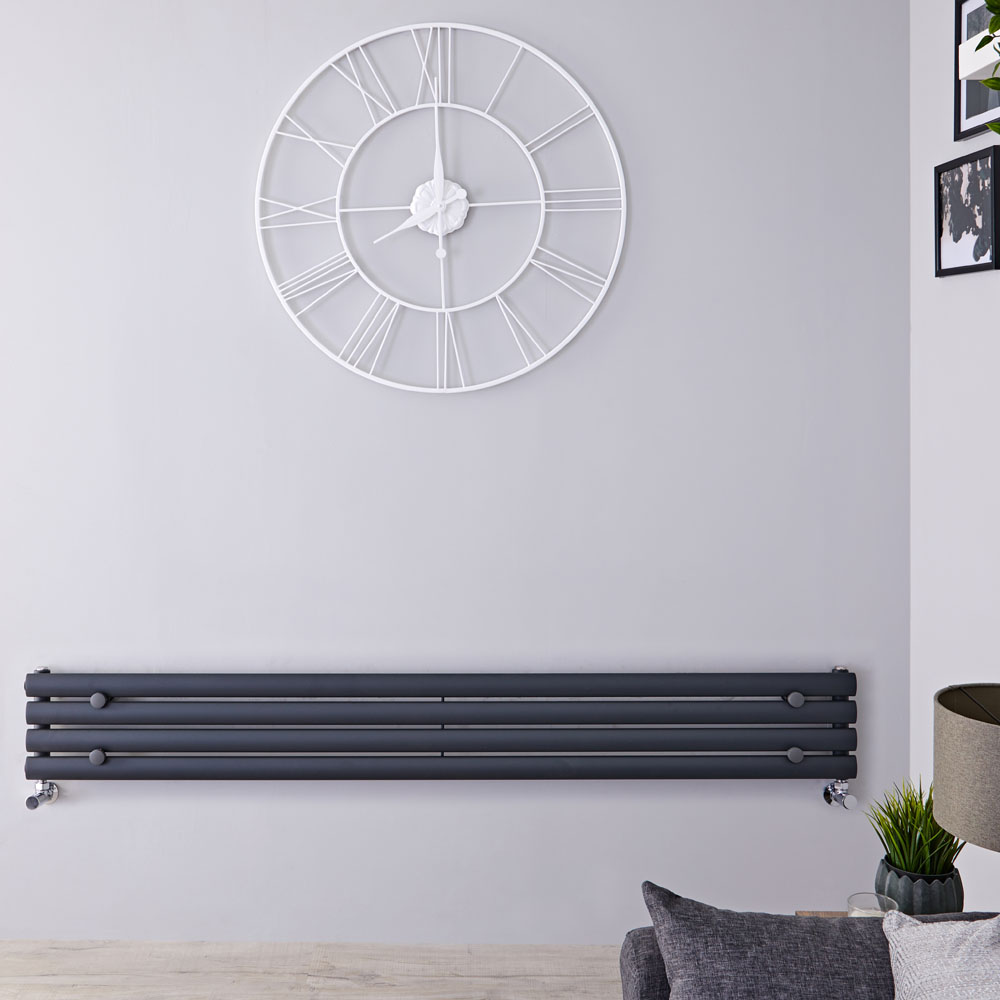 Revive - Anthracite Horizontal Single-Panel Designer Radiator - 9.25" x 70"