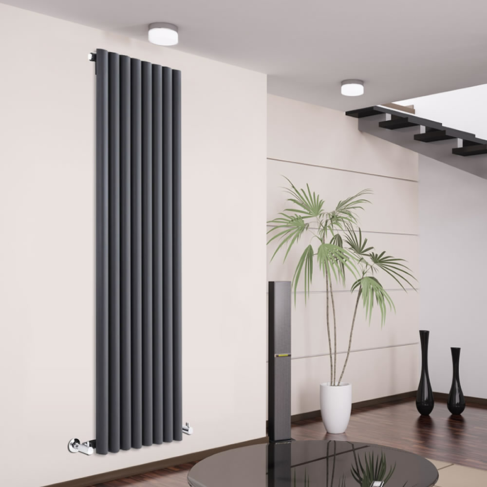 Savy - Anthracite Vertical Single-Panel Designer Radiator - 70" x 18.5"