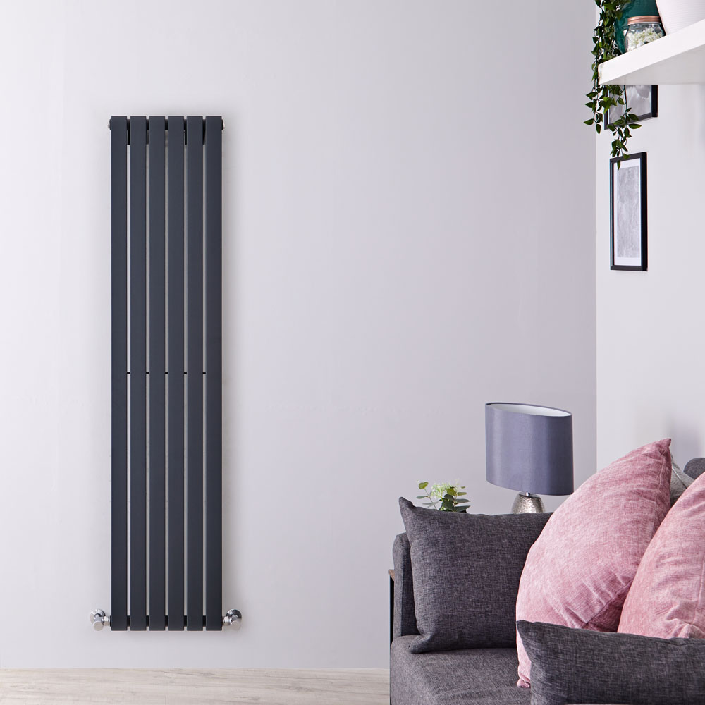 Sloane - Anthracite Vertical Single Flat-Panel Designer Radiator - 70" x 14"