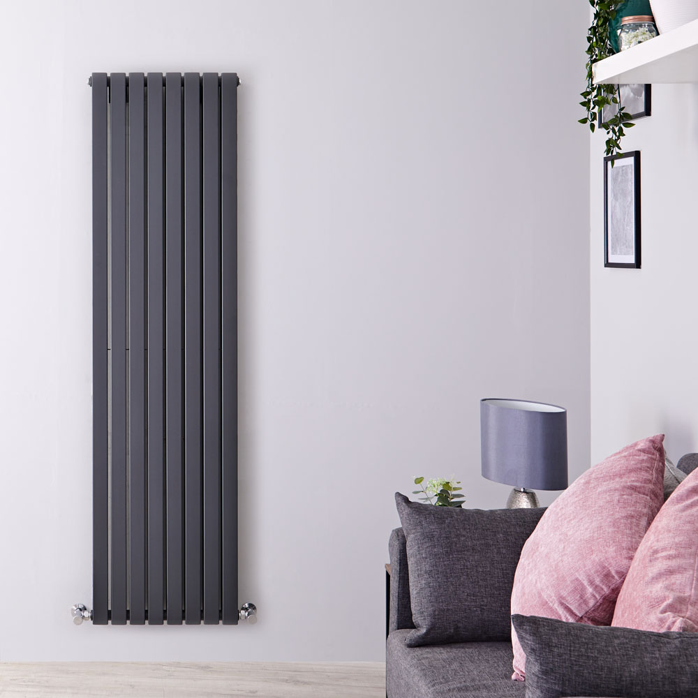 Sloane - Anthracite Vertical Double Flat-Panel Designer Radiator - 70" x 18.5"
