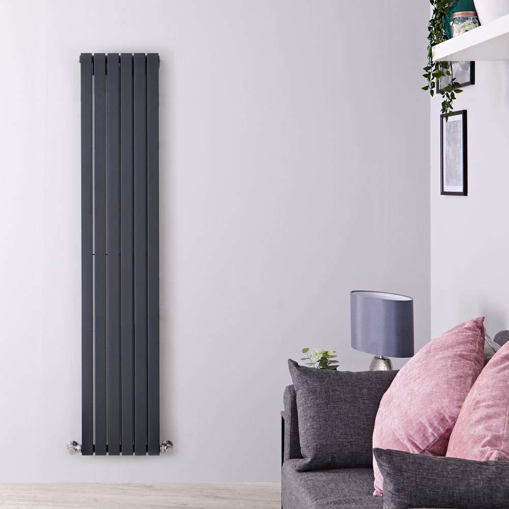 Sloane - Anthracite Vertical Double Flat-Panel Designer Radiator - 70" x 14"