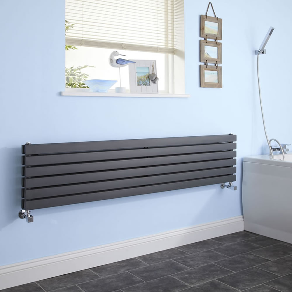 Sloane Anthracite Horizontal Double Flat Panel Designer Radiator 14   Tdrafp2b Ls 1000 