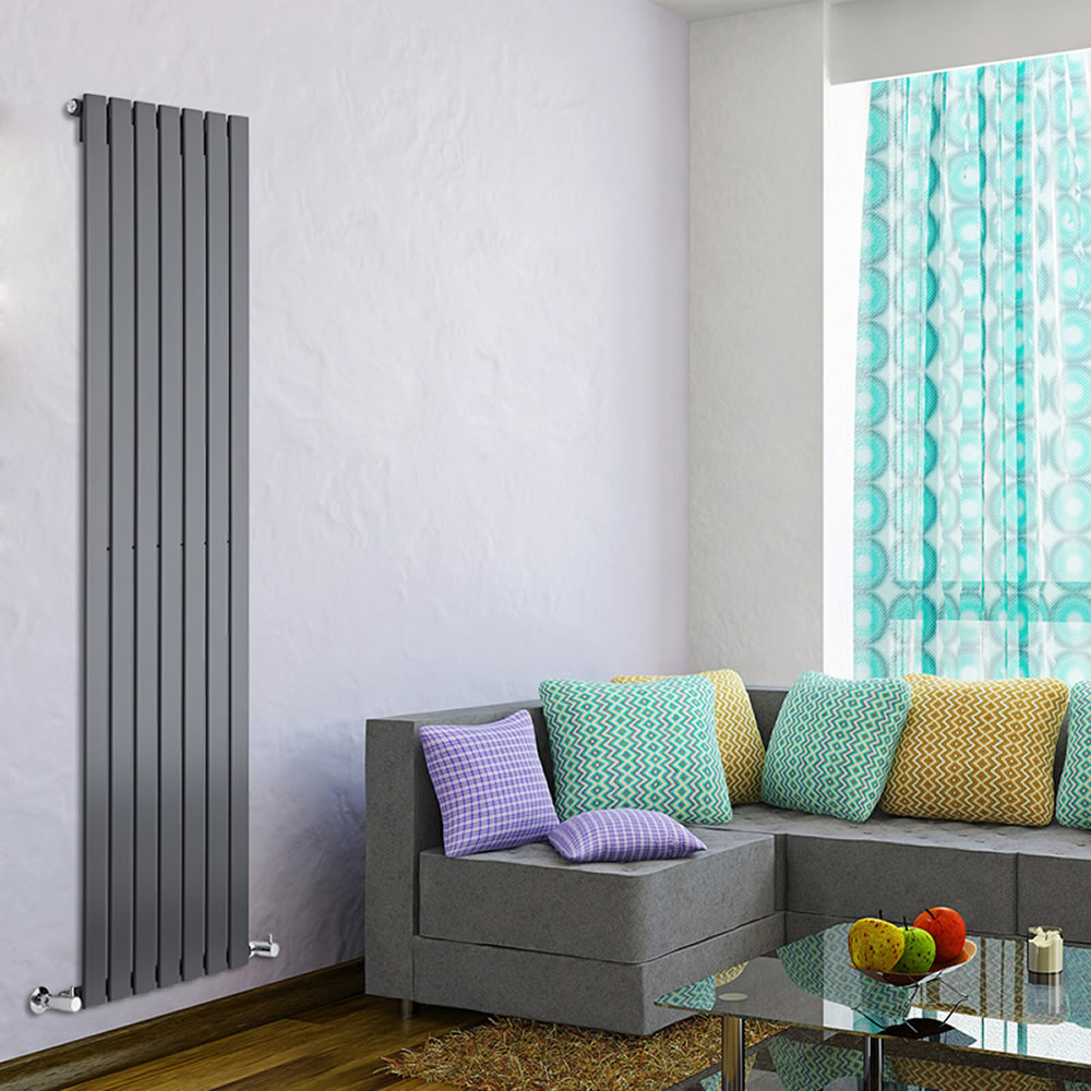 Delta - Anthracite Vertical Single Slim-Panel Designer Radiator - 70" x 19.25"
