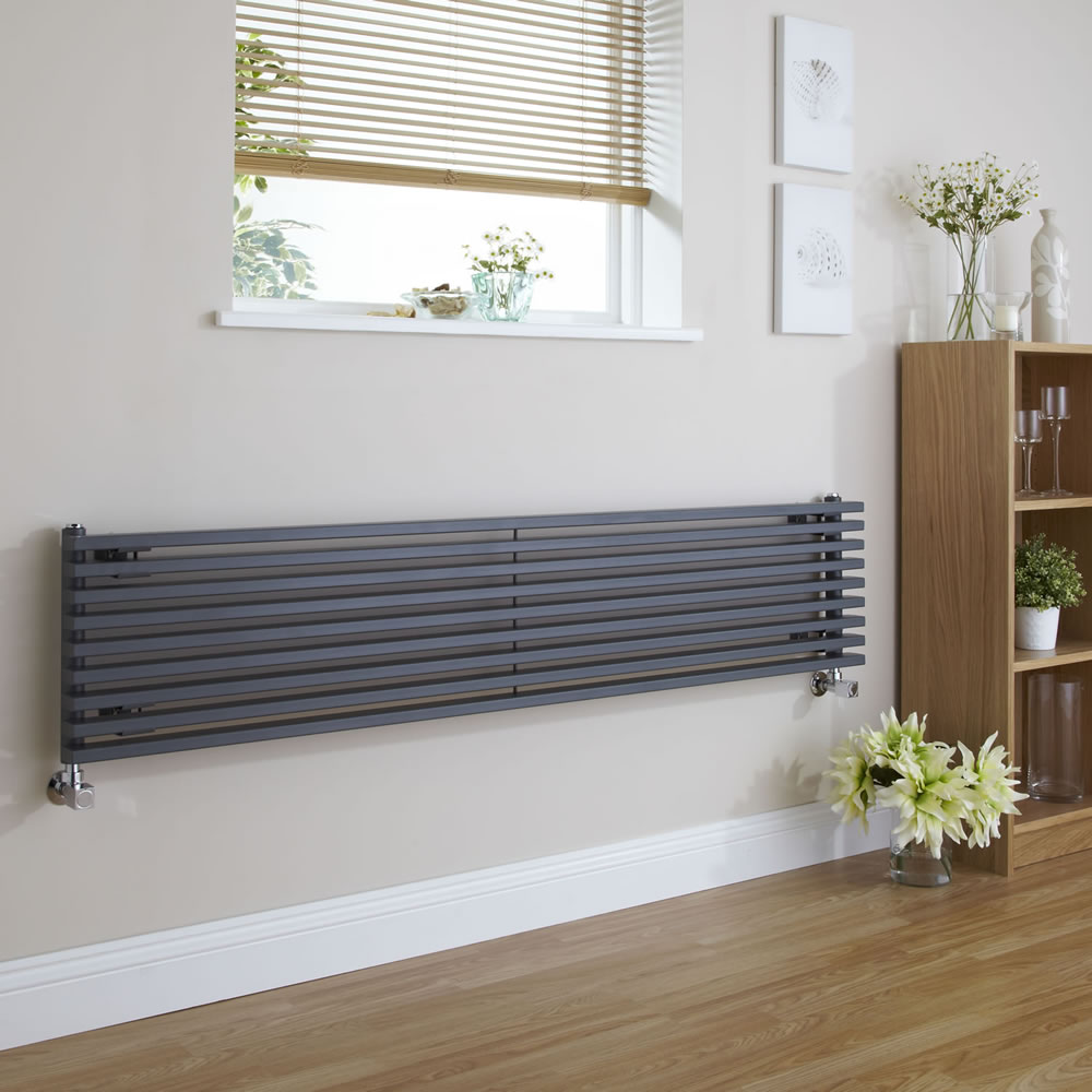 Fin - Anthracite Horizontal Single-Panel Designer Radiator - 13.5" x 70"