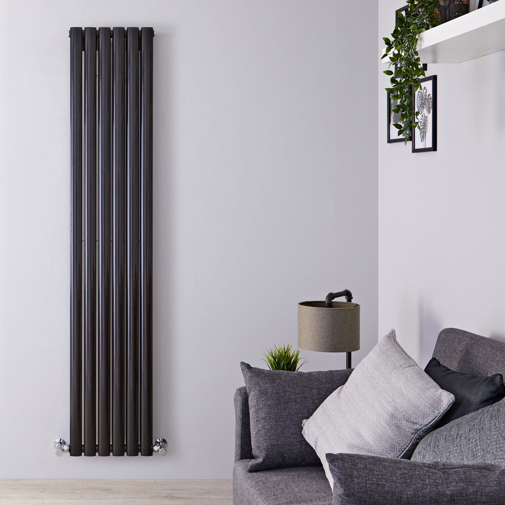 Revive - Black Vertical Double-Panel Designer Radiator - 70" x 14"