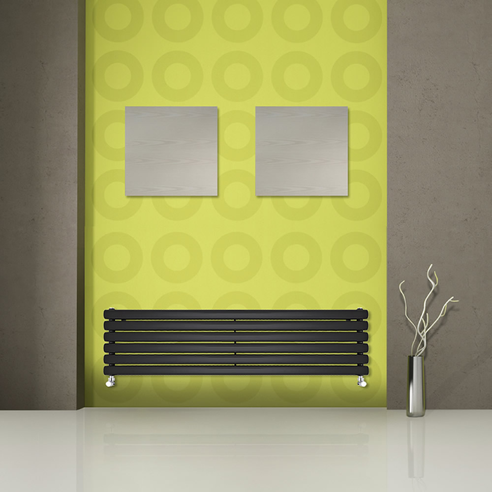 Revive - Black Horizontal Double-Panel Designer Radiator - 14" x 70"