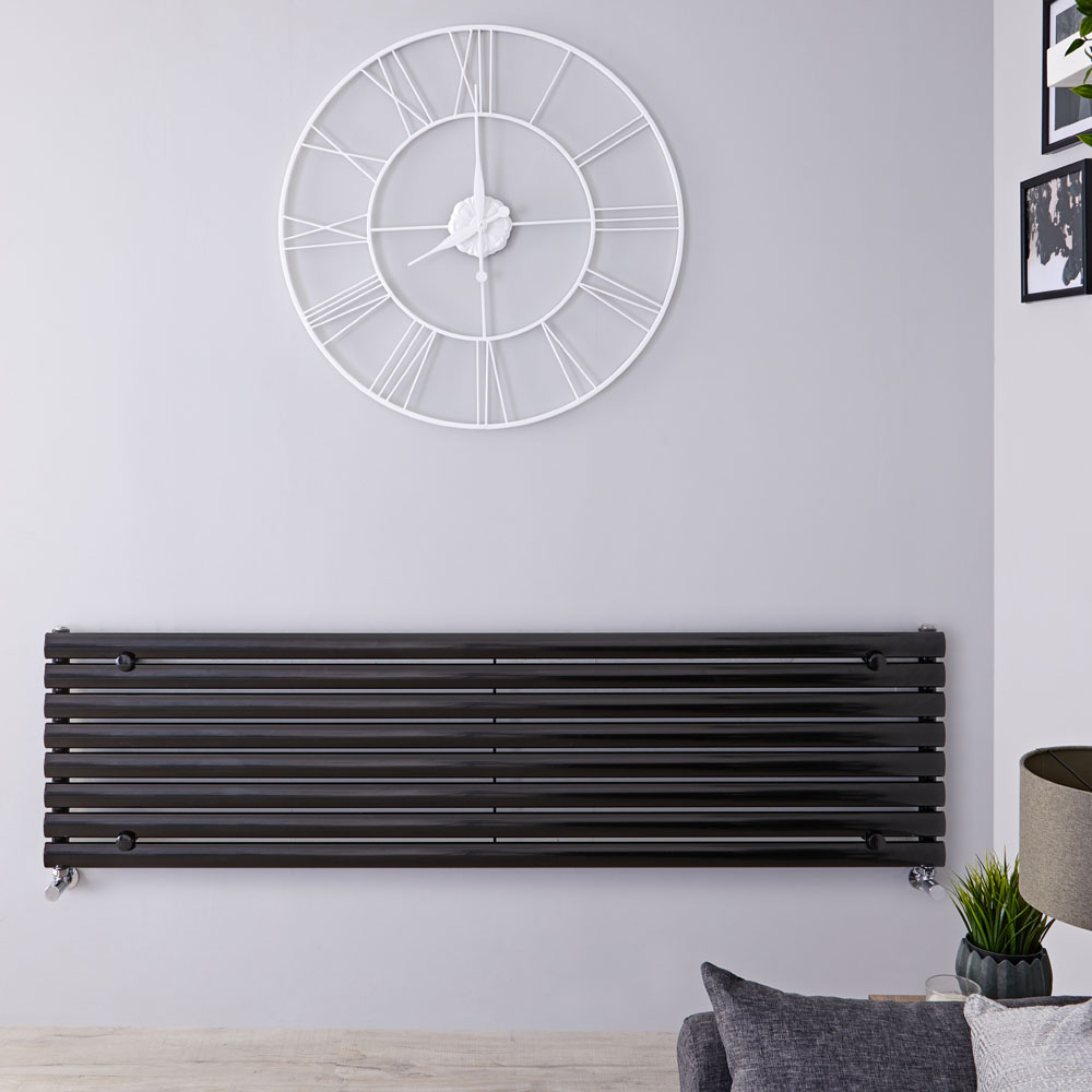 Revive - Black Horizontal Single-Panel Designer Radiator - 18.5" x 70"