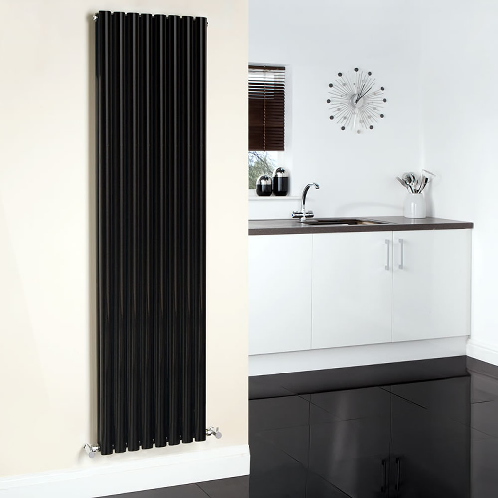 Revive - Black Vertical Double-Panel Designer Radiator - 70" x 18.5"