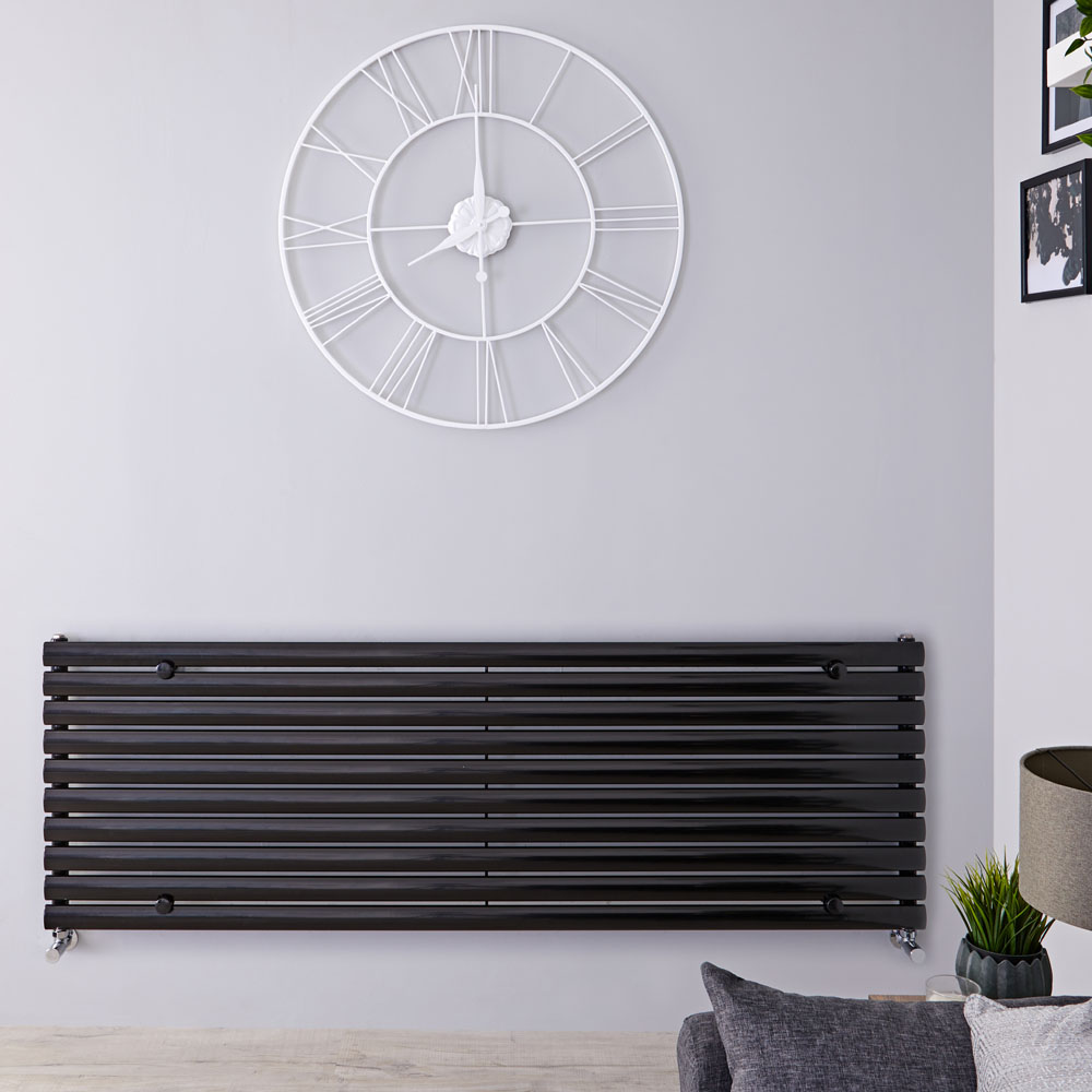 Revive - Black Horizontal Single-Panel Designer Radiator - 23.25" x 70"