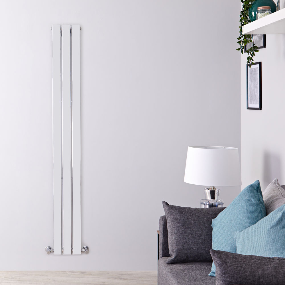 Delta - Chrome Vertical Single Slim-Panel Designer Radiator - 70.75" x 8.75"