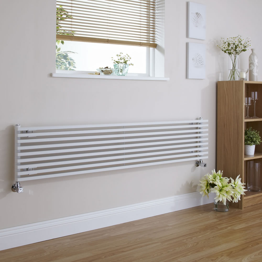 Fin - White Horizontal Single-Panel Designer Radiator - 13.5" x 70"