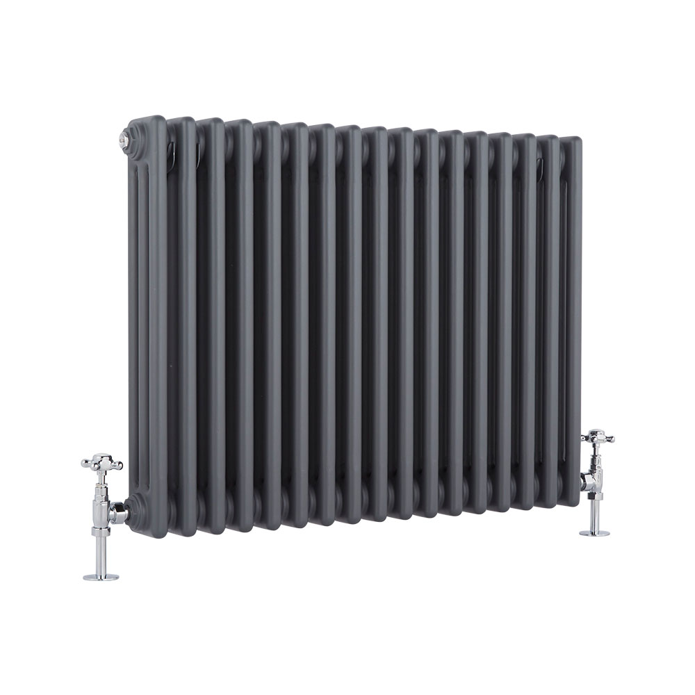 Regent - Anthracite Horizontal 3-Column Traditional Cast-Iron Style Radiator - 23.5" x 30"