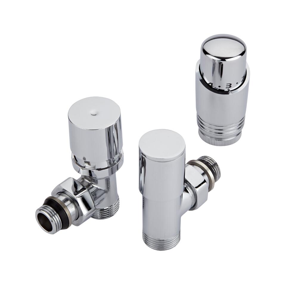 Hudson Reed Minimalist Chrome Thermostatic Angled Radiator Valves (Pair)