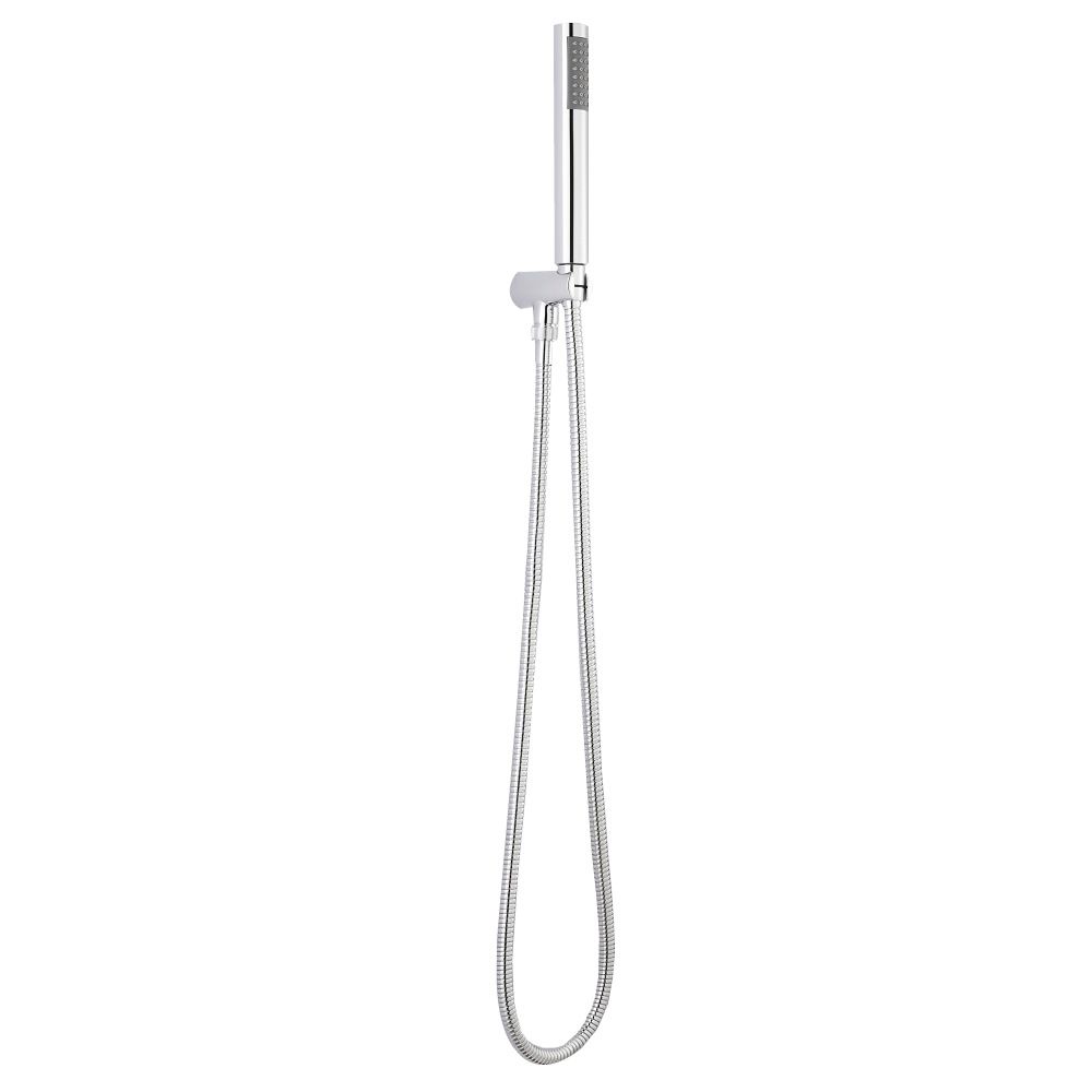 Round Shower Kit with Integrated Outlet Elbow Parking Bracket - Chrome Plated Brass