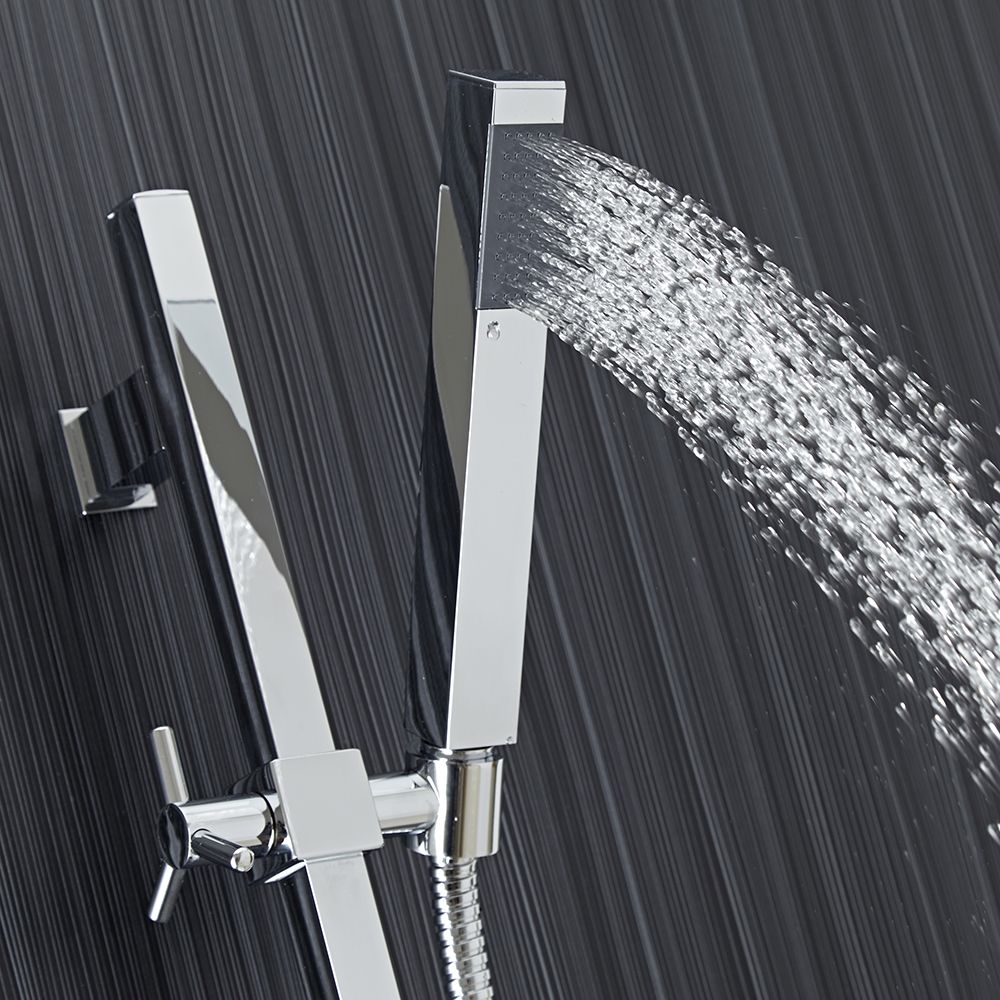 Chrome Square Slide Rail Shower Kit With Square Handset