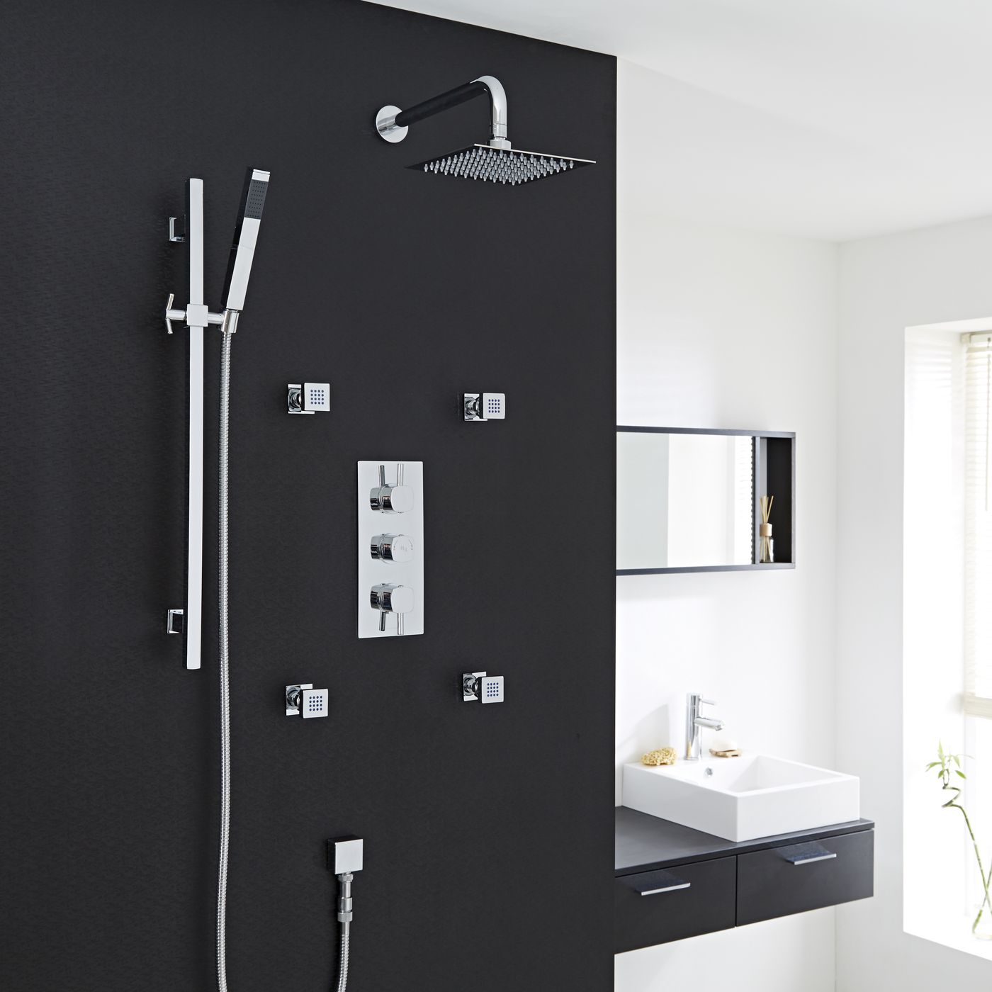 Thermostatic Shower System with Hand Sprayer Kit and 4 Body Jet Sprays