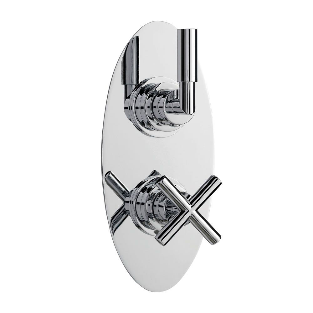 Helix Concealed Thermostatic Twin Shower Faucet Valve with Diverter 2 Outlets