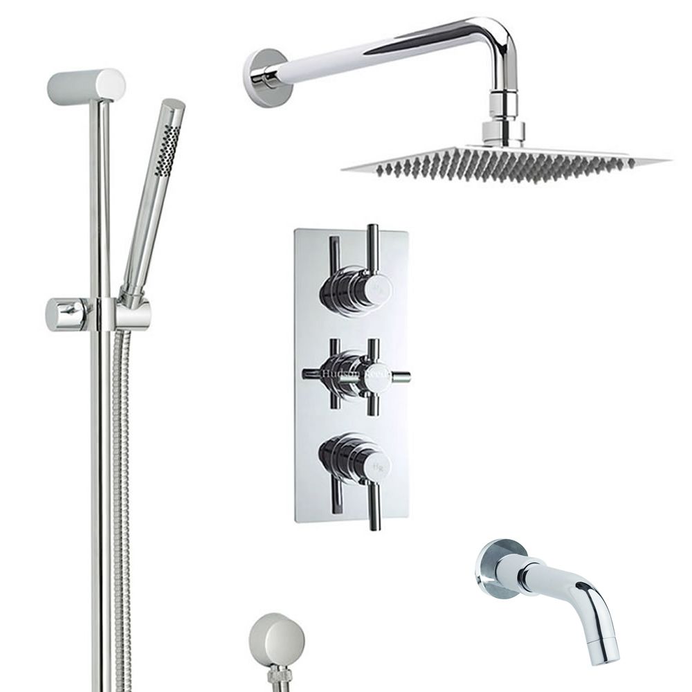 Thermostatic Modern Shower System with Slide Rail Kit and Tub Spout