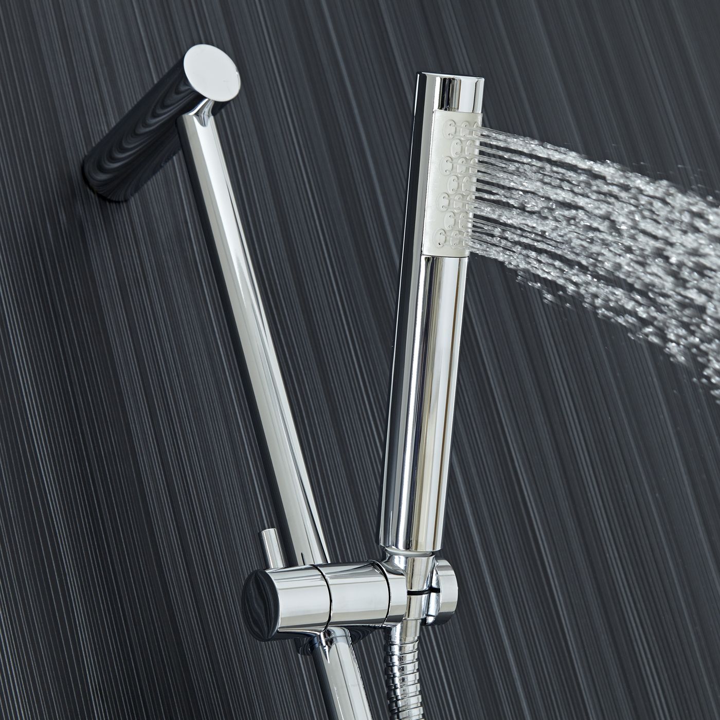 Tec Chrome Plated Minimalist Shower Sliding Bar Kit and Handset
