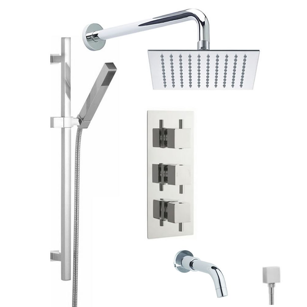 Thermostatic Shower System with Hand Shower and Bath Tub Spout