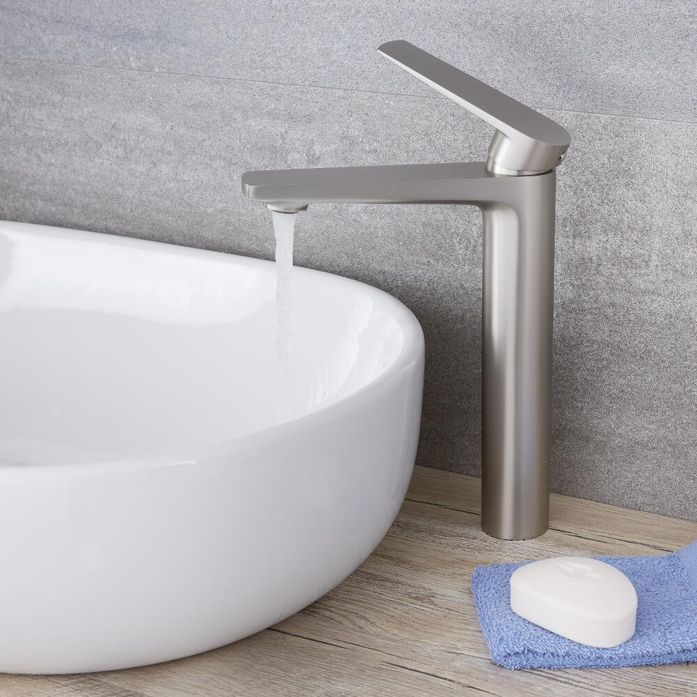 Arcadia - Brushed Nickel Modern Single-Hole Vessel Faucet