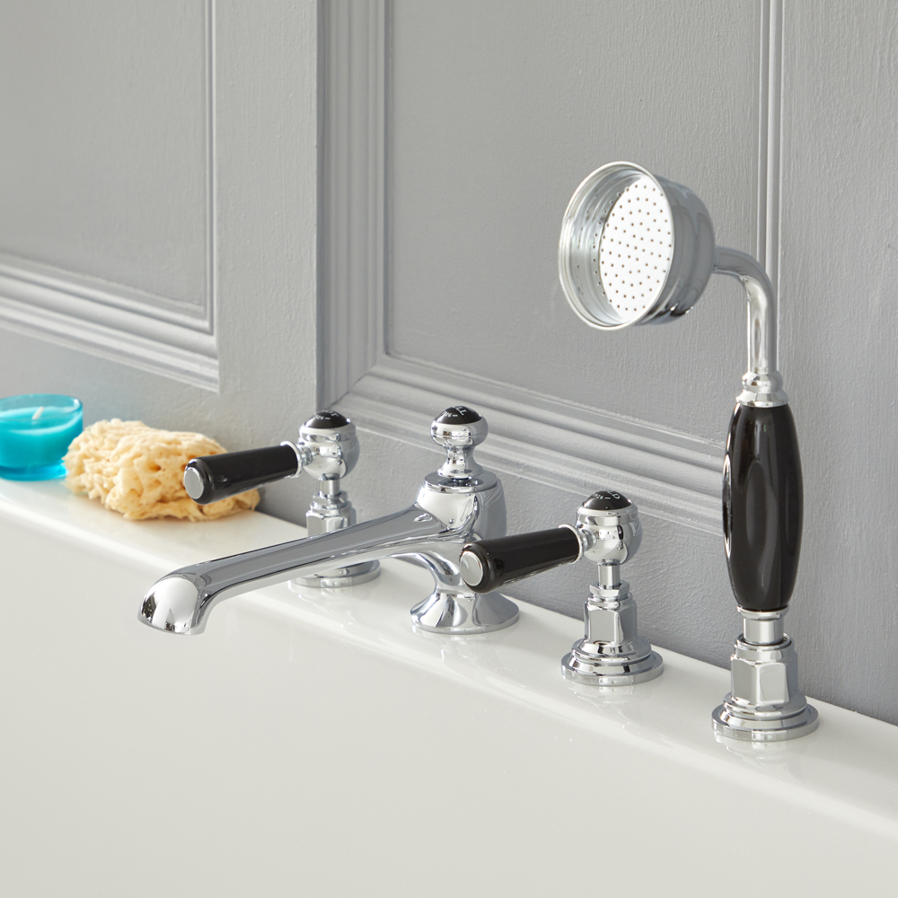 Elizabeth - Traditional Roman Tub Faucet - Chrome/Black