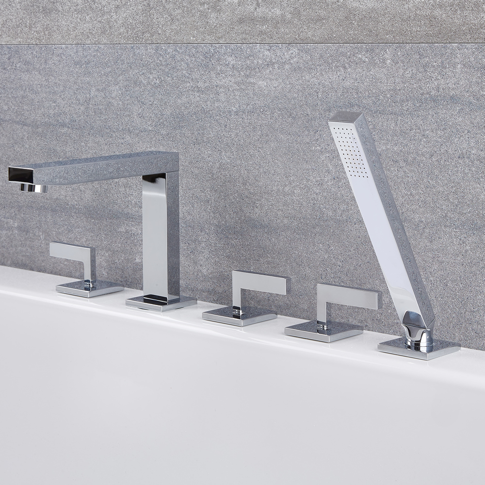 Kubix - Roman Tub Faucet with Hand Shower - Multiple Finishes Available