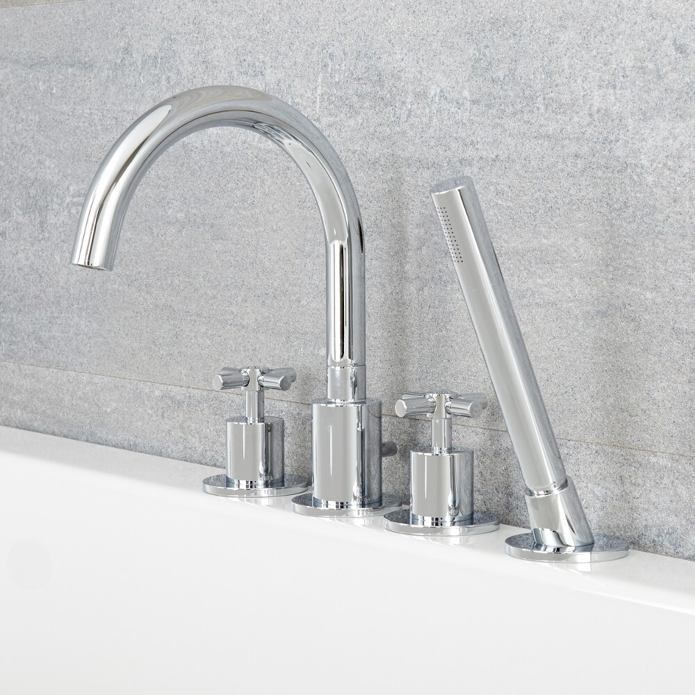 Tec - Chrome Roman Tub Faucet with Hand Shower