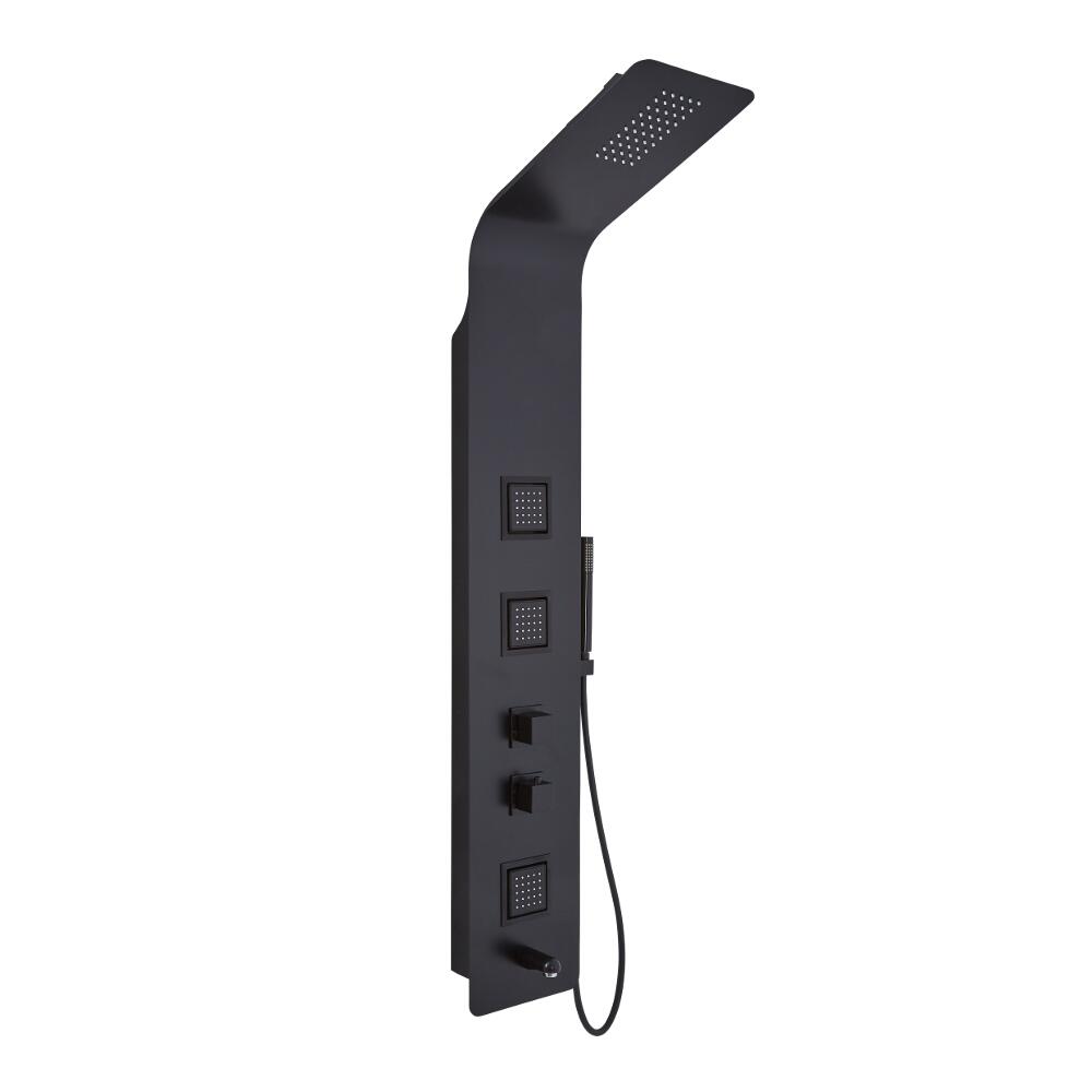 Upton - Black Aluminum Thermostatic Shower Panel with Tub Spout