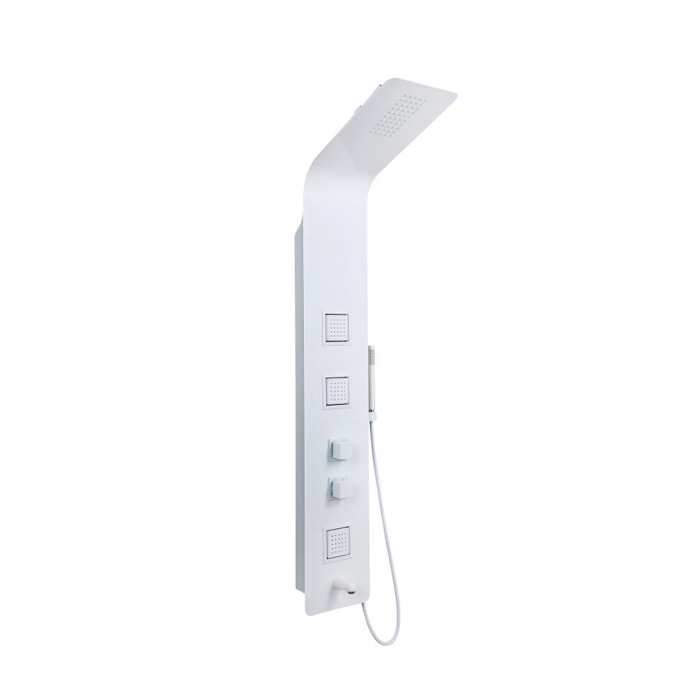 Upton - White Aluminum Thermostatic Shower Panel with Tub Spout