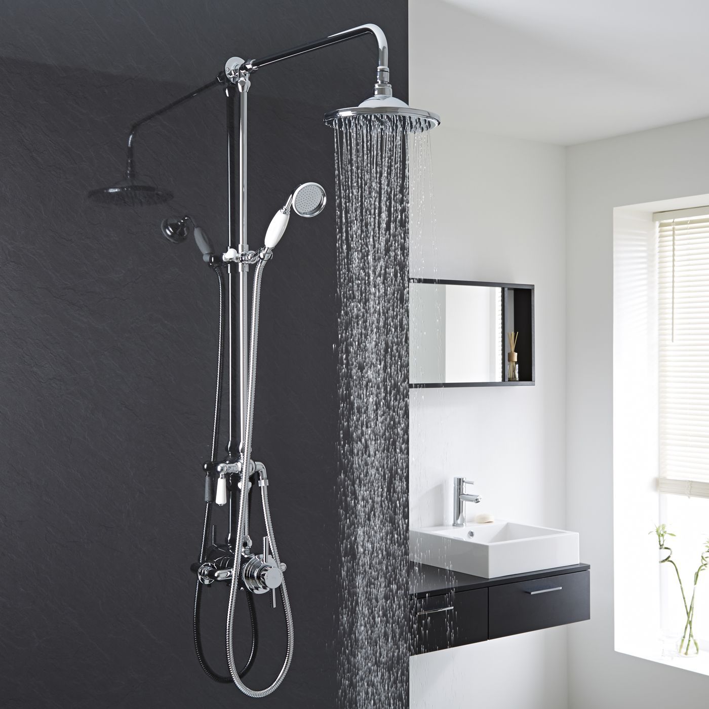 Dual Exposed Thermostatic Shower Valve With Grand Riser Rail Kit