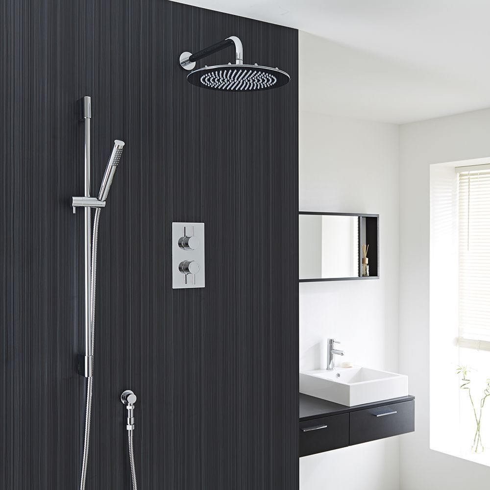 Quest Thermostatic 2 Outlet Shower System with 12" Head & Handshower