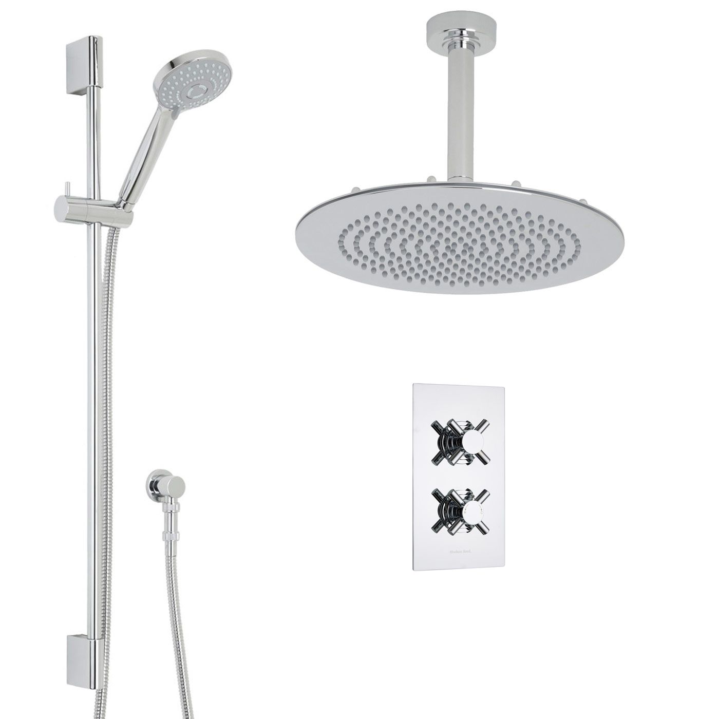 Kristal Thermostatic 2 Outlet Shower System with 12" Ceiling Head & Handshower