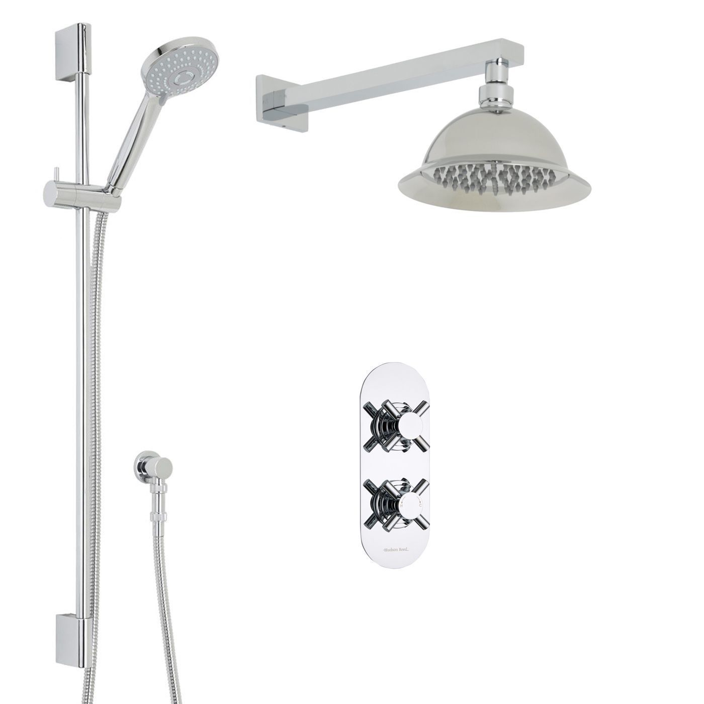 Kristal Thermostatic 2 Outlet Shower System with 8" Round Rose & Arm & Multi-function Handset