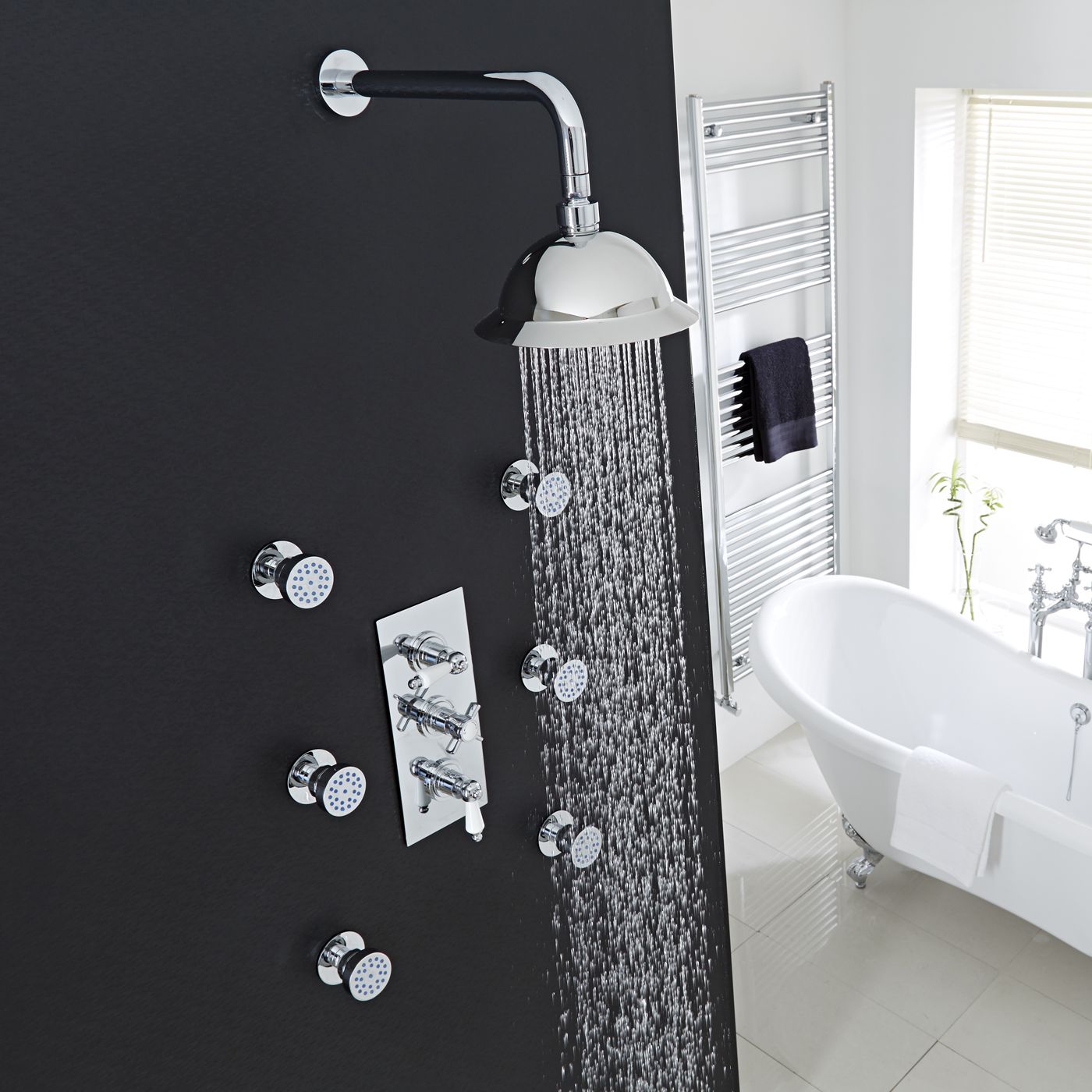 Beaumont Thermostatic Shower System with 8" Rose & 6 Jet Sprays