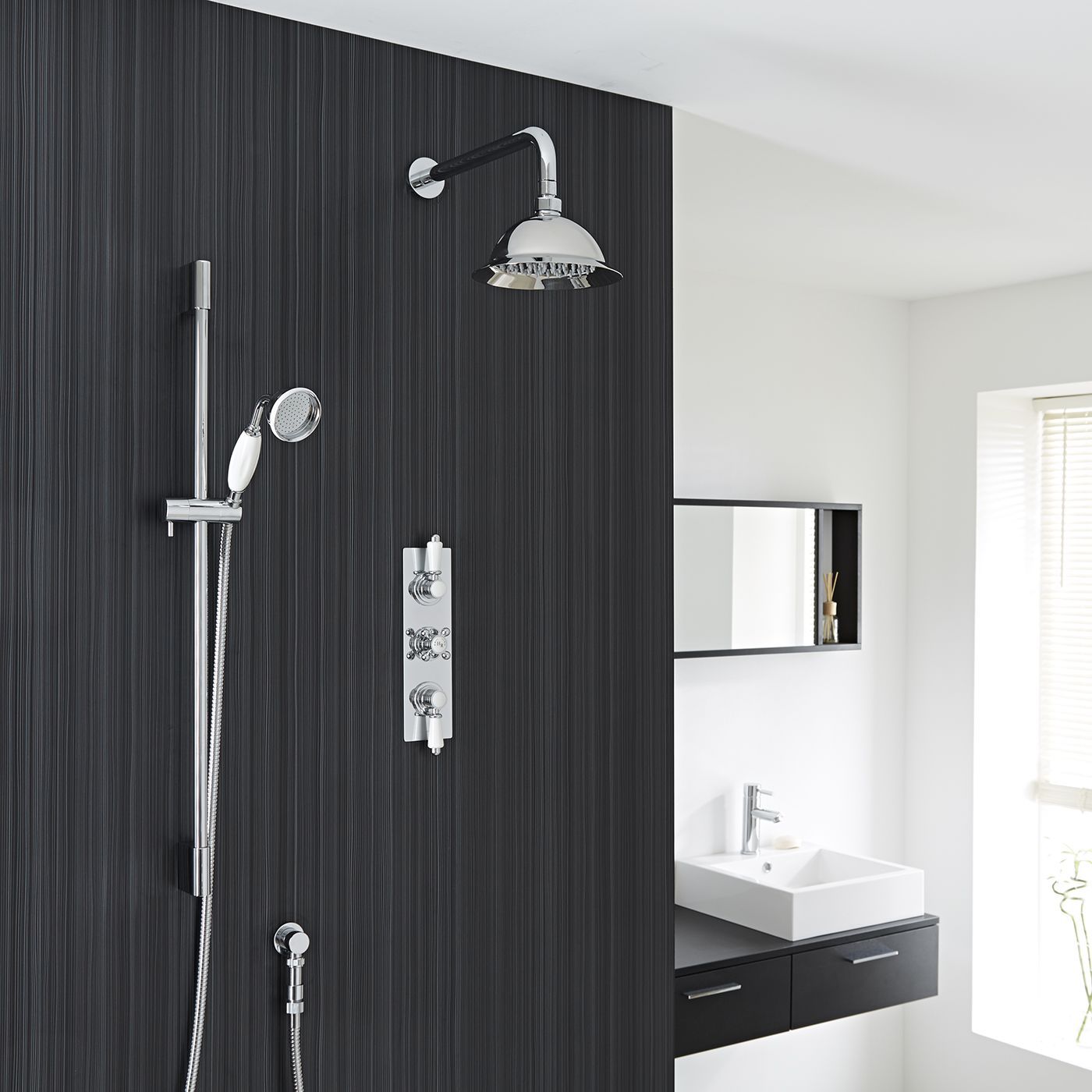 Traditional Thermostatic Shower System with 8" Rose & Handshower