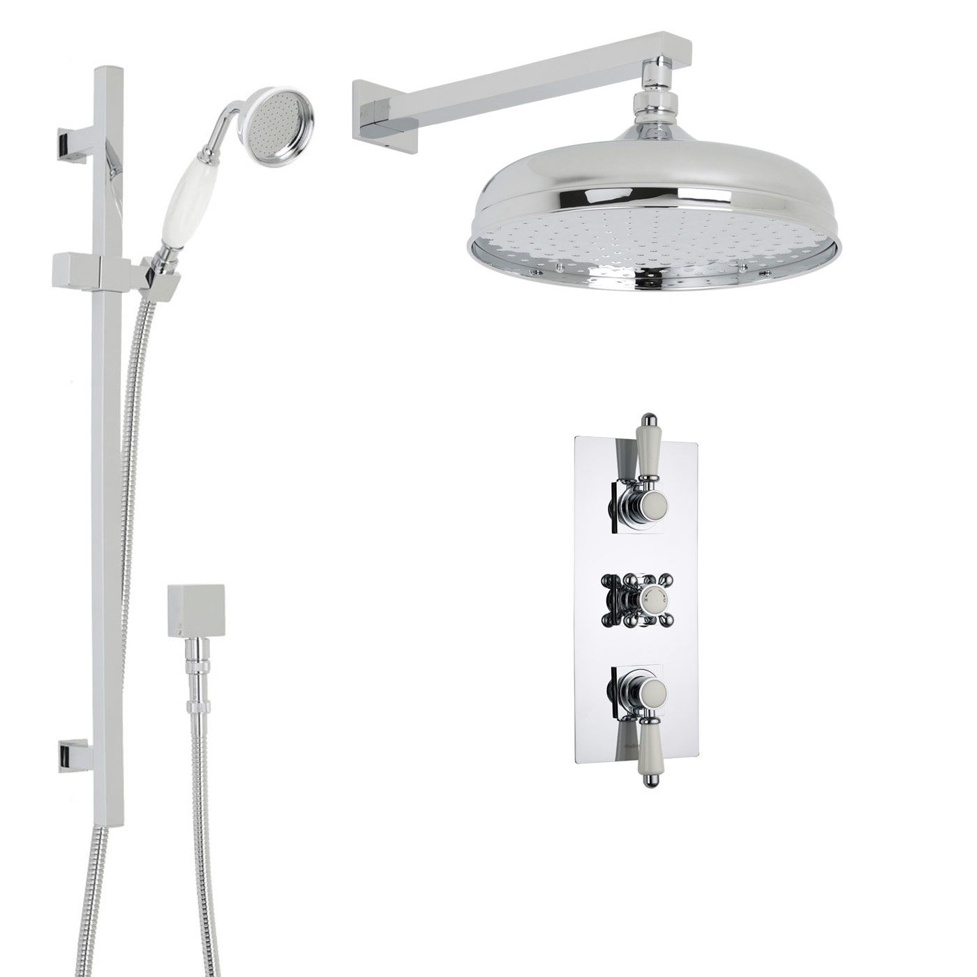 Traditional Thermostatic Shower System with 12" Apron Head & Wall Arm & Handset