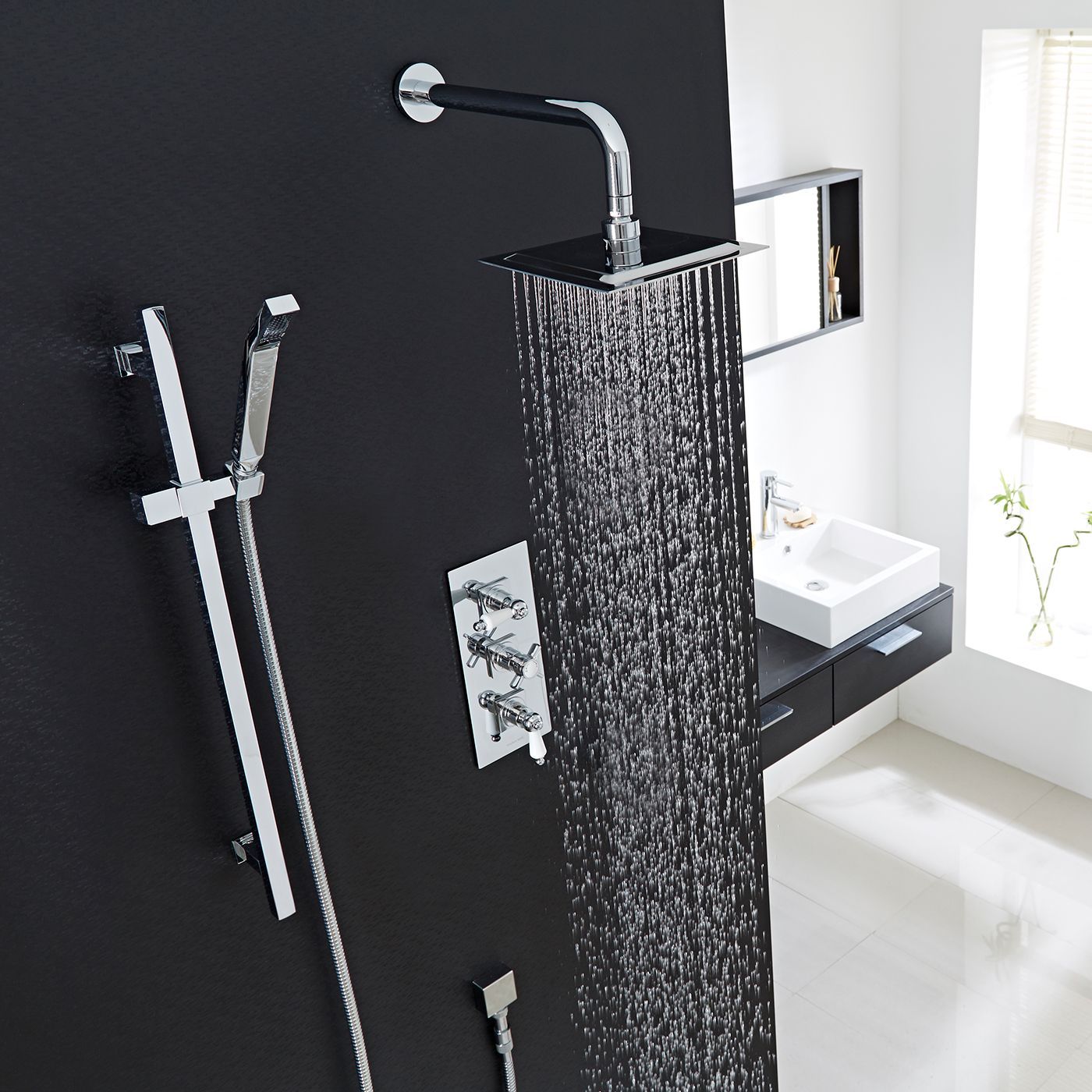 Beaumont Thermostatic Shower System with 8" Square Head & Wall Arm & Handset
