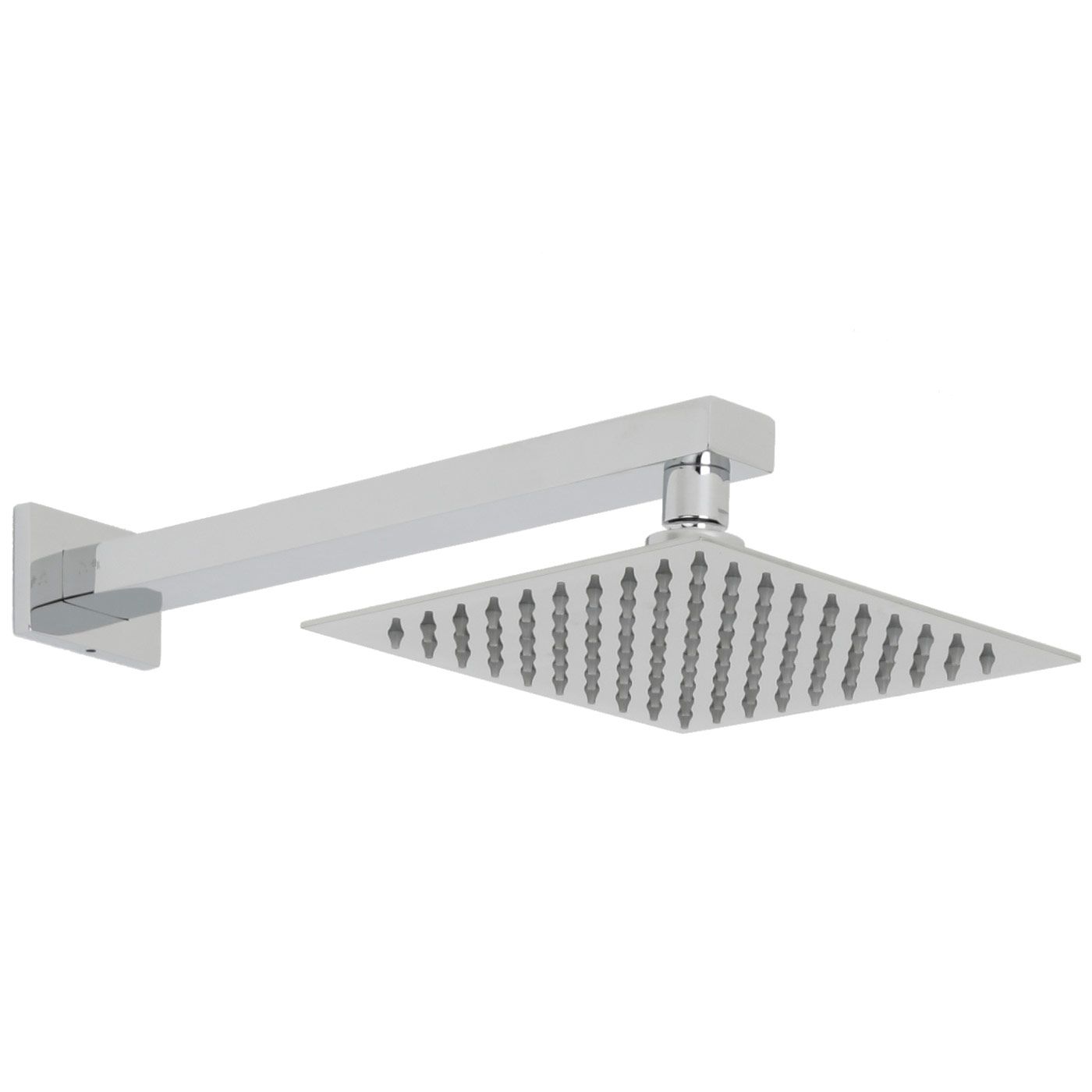 Valquest 8" Square Thin Shower Head with Rectangular Wall Arm