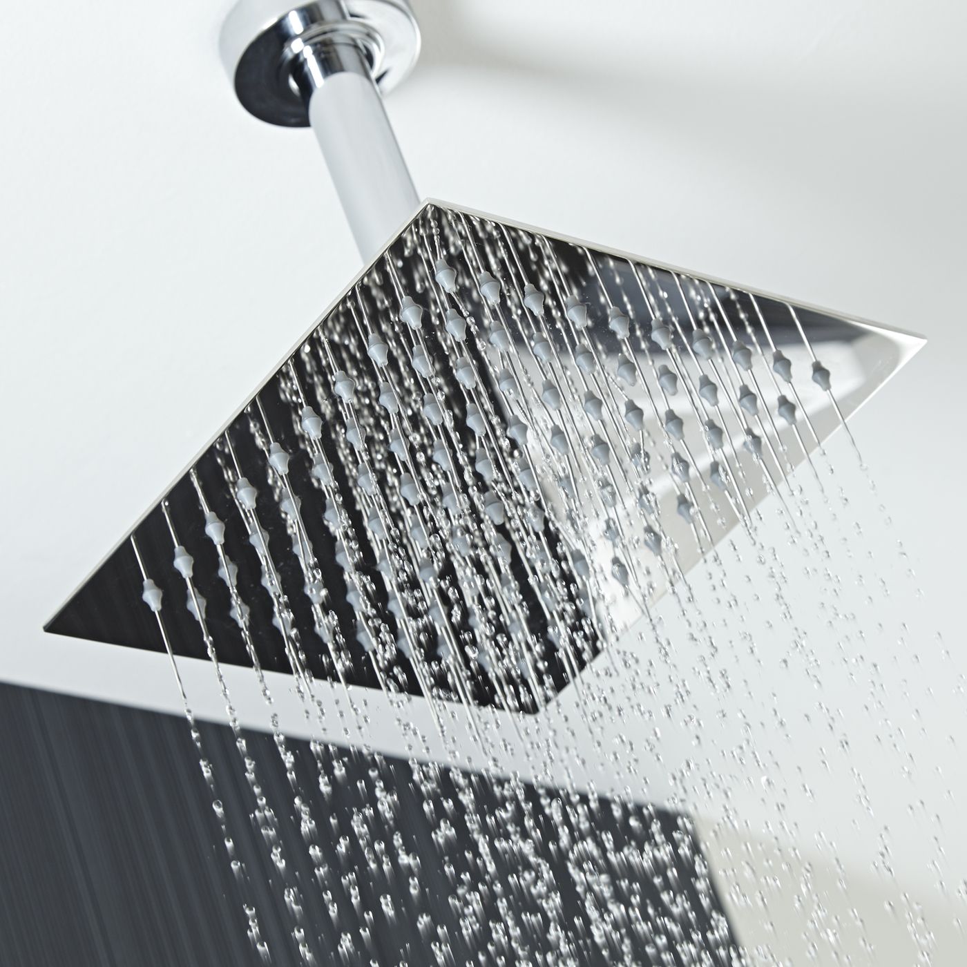 8" Square Shower Head with Round Ceiling Arm