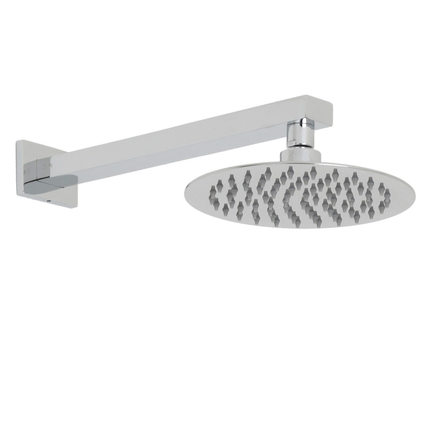 Valquest 8" Round Thin Shower Head with Rectangular Wall Arm