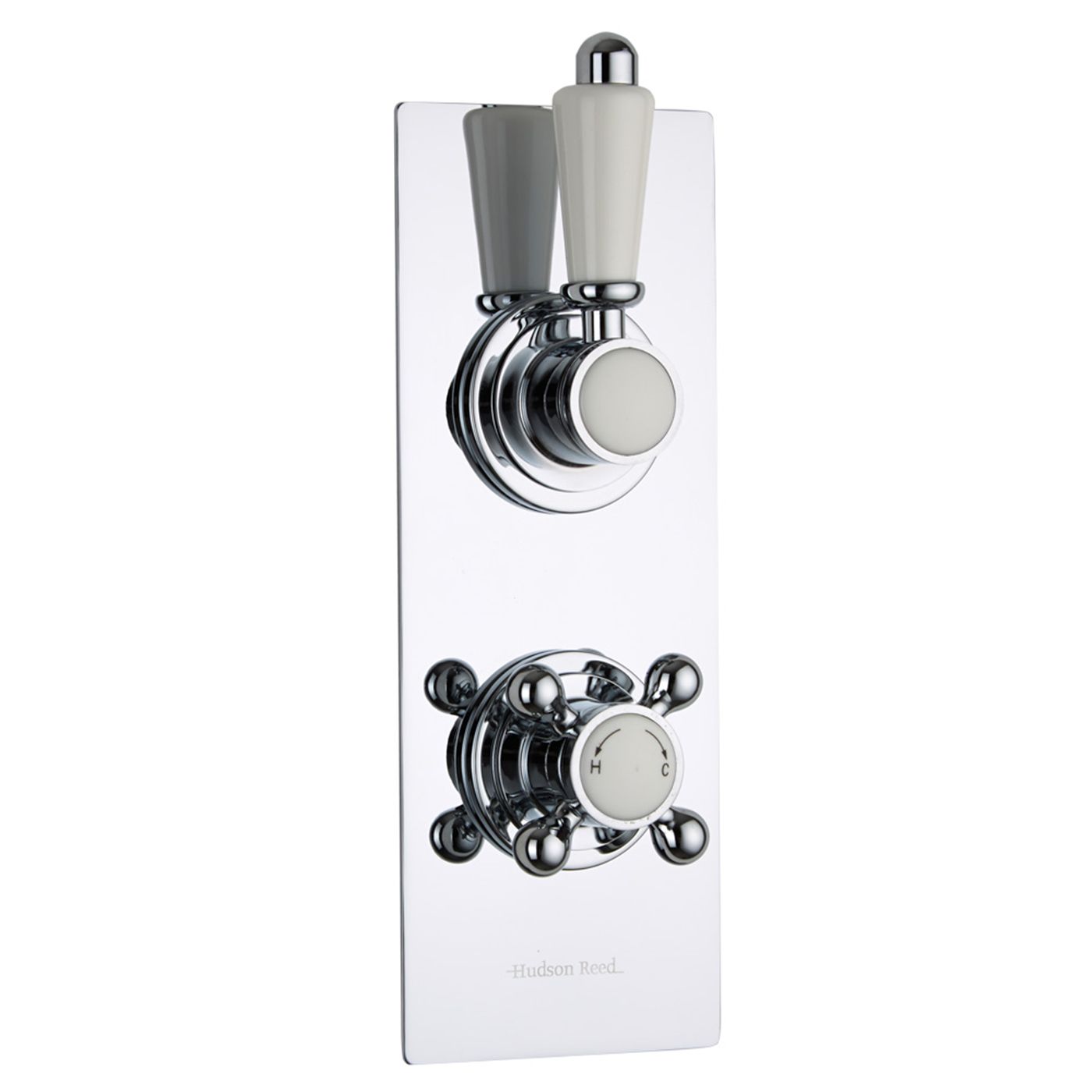 Traditional Concealed 2 Outlet Twin with Diverter Thermostatic Shower Valve (Slim Plate)