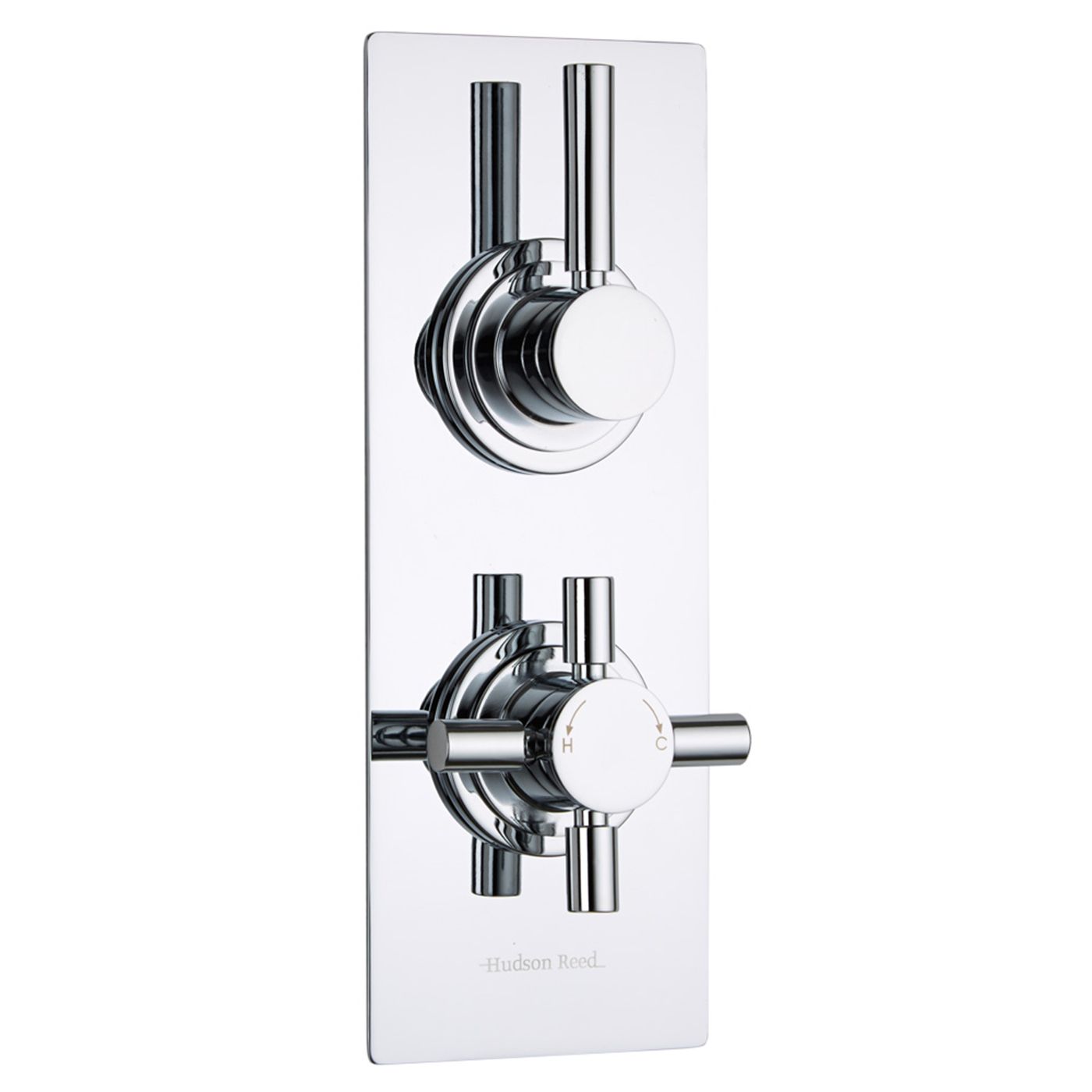 Tec Concealed 2 Outlet Twin with Diverter Thermostatic Shower Valve (Slim Plate)
