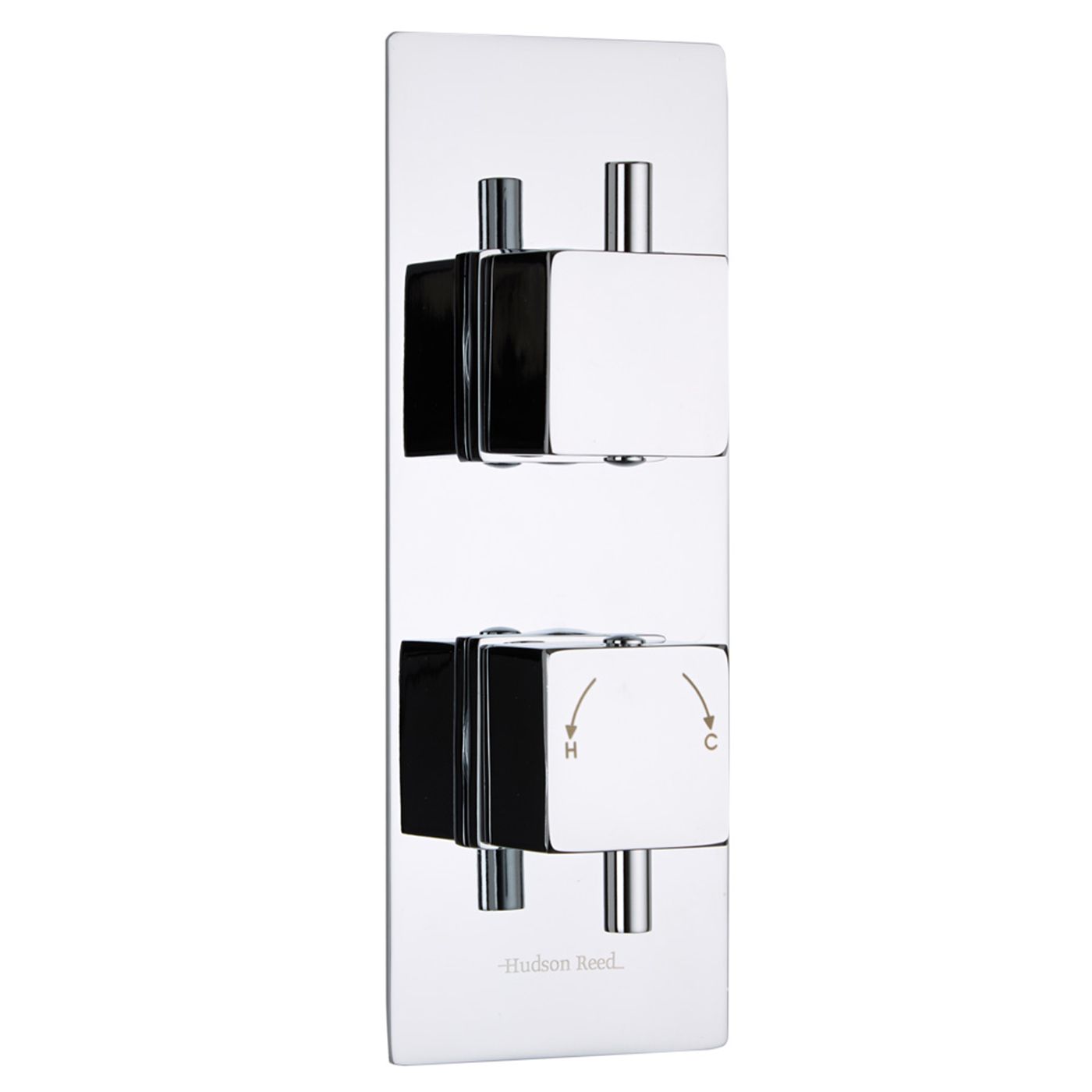 Kubix Concealed 2 Outlet Twin with Diverter Thermostatic Shower Valve (Slim Plate)