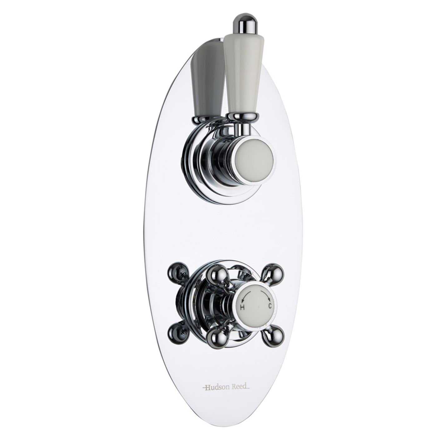 Traditional Concealed 2 Outlet Twin with Diverter Thermostatic Shower Valve (Oval Plate)