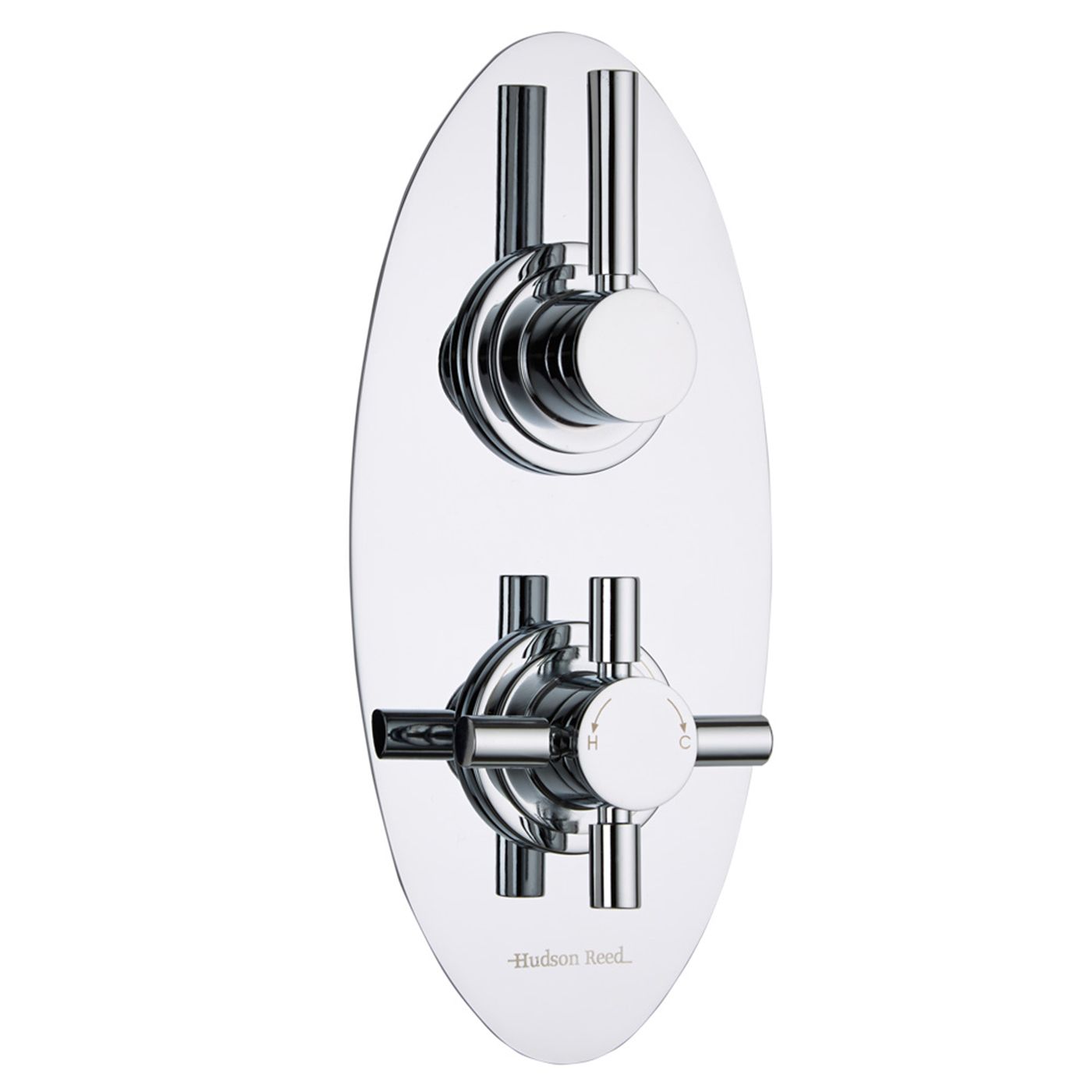 Tec Concealed 2 Outlet Twin with Diverter Thermostatic Shower Valve (Oval Plate)
