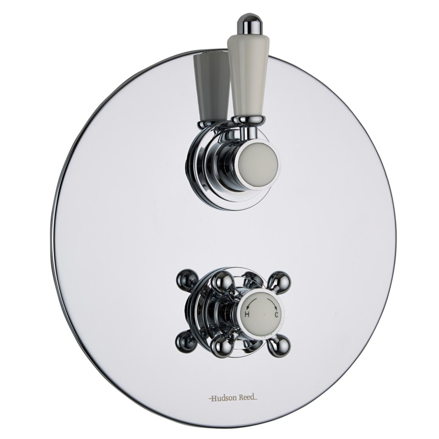 Traditional Concealed 2 Outlet Twin with Diverter Thermostatic Shower Valve (Round Plate)