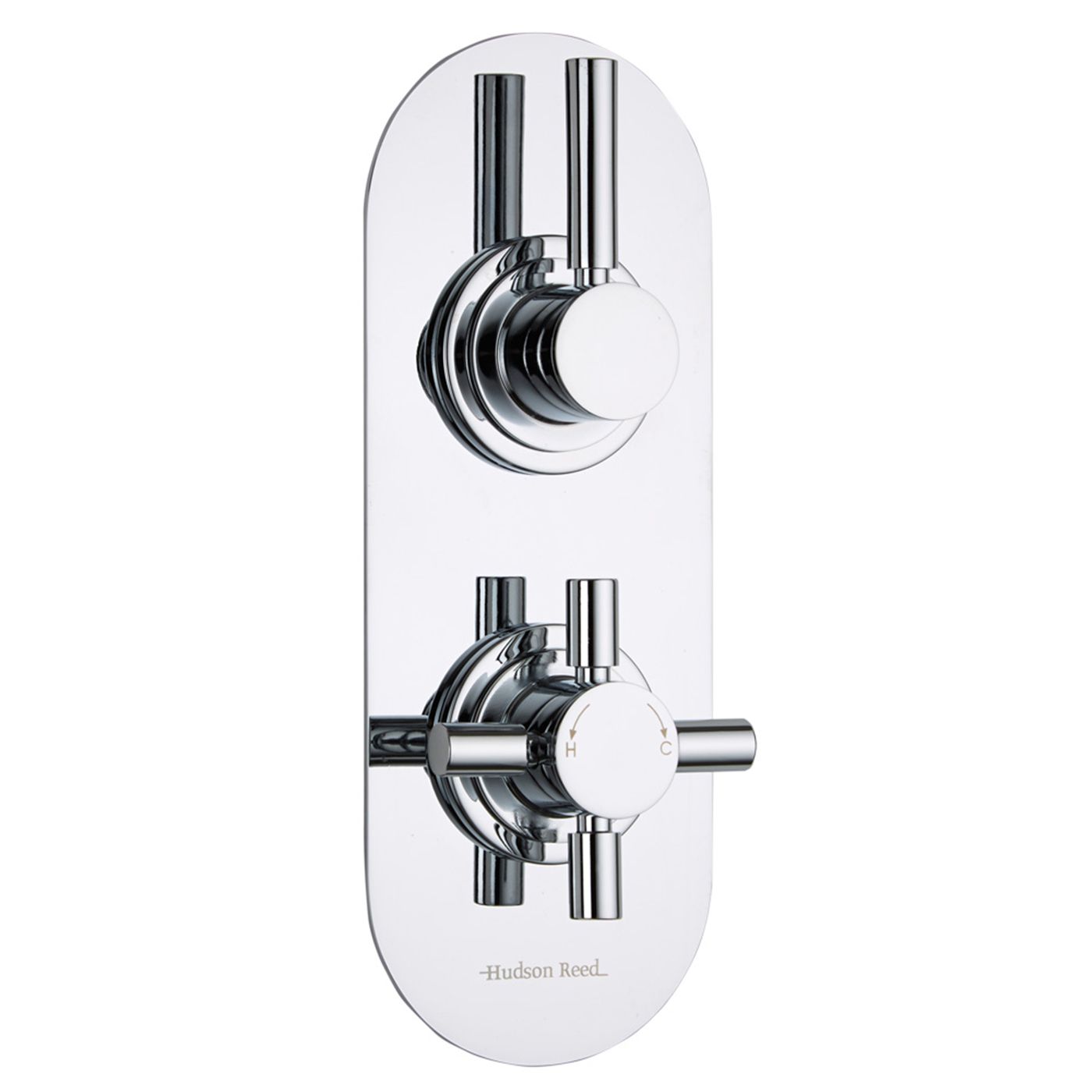 Tec Concealed 2 Outlet Twin with Diverter Thermostatic Shower Valve (Racetrack Plate)