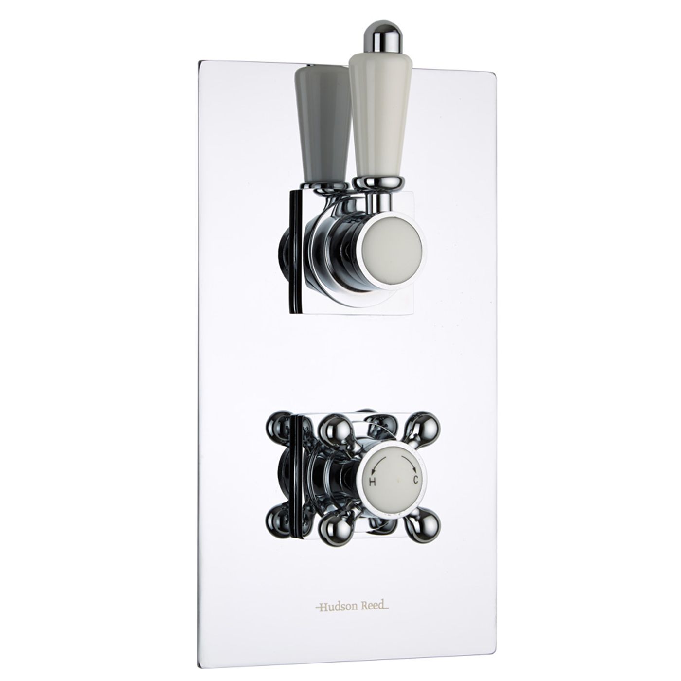 Traditional Concealed 2 Outlet Twin with Diverter Thermostatic Shower Valve (Square Flange)