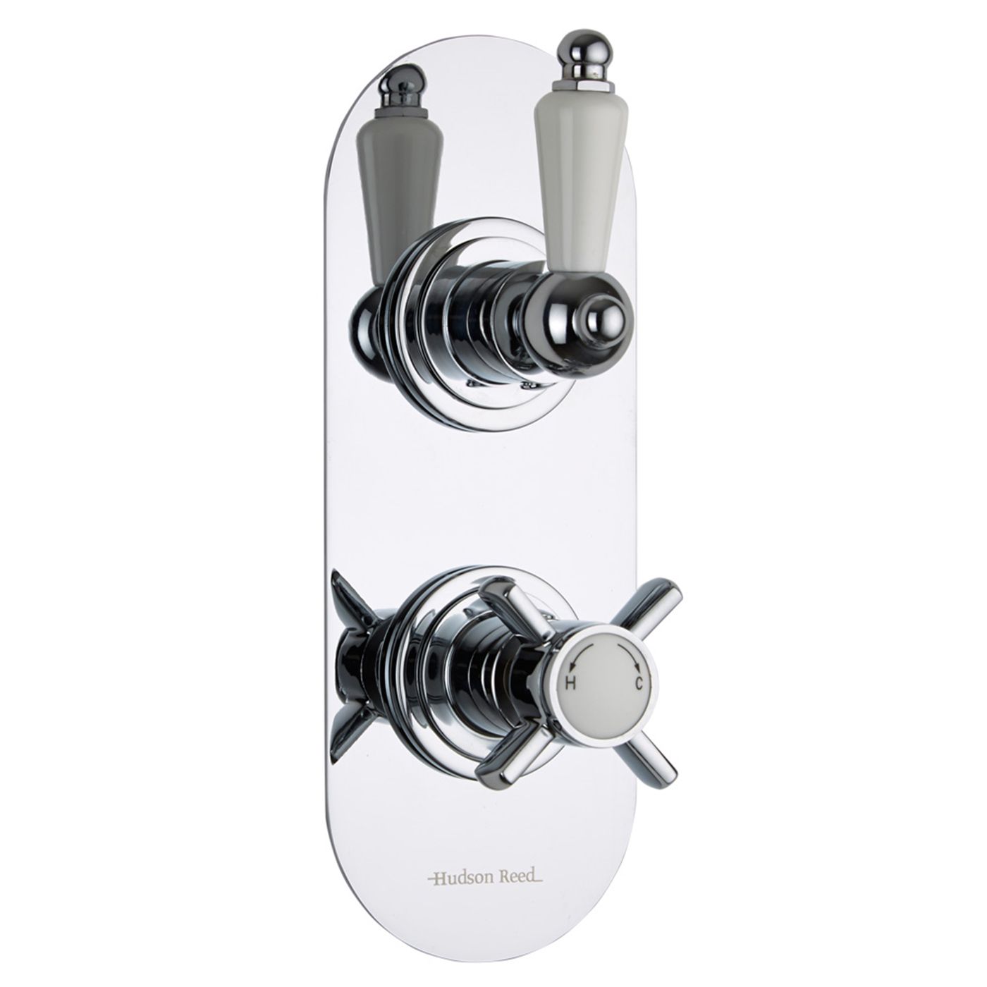 Beaumont Concealed 2 Outlet Twin with Diverter Thermostatic Shower Valve (Racetrack Plate)